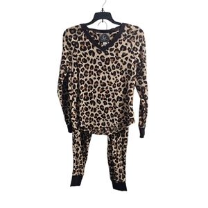 PJ Couture Microfleece Pajama 2 Piece Set Cheetah Print Medium